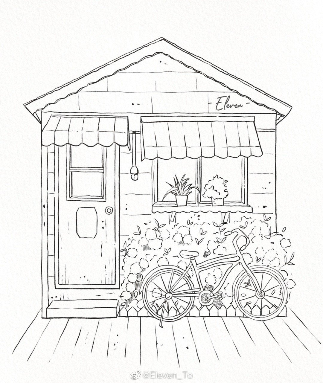 钢笔淡彩线稿合集很适合初学者临摹哦