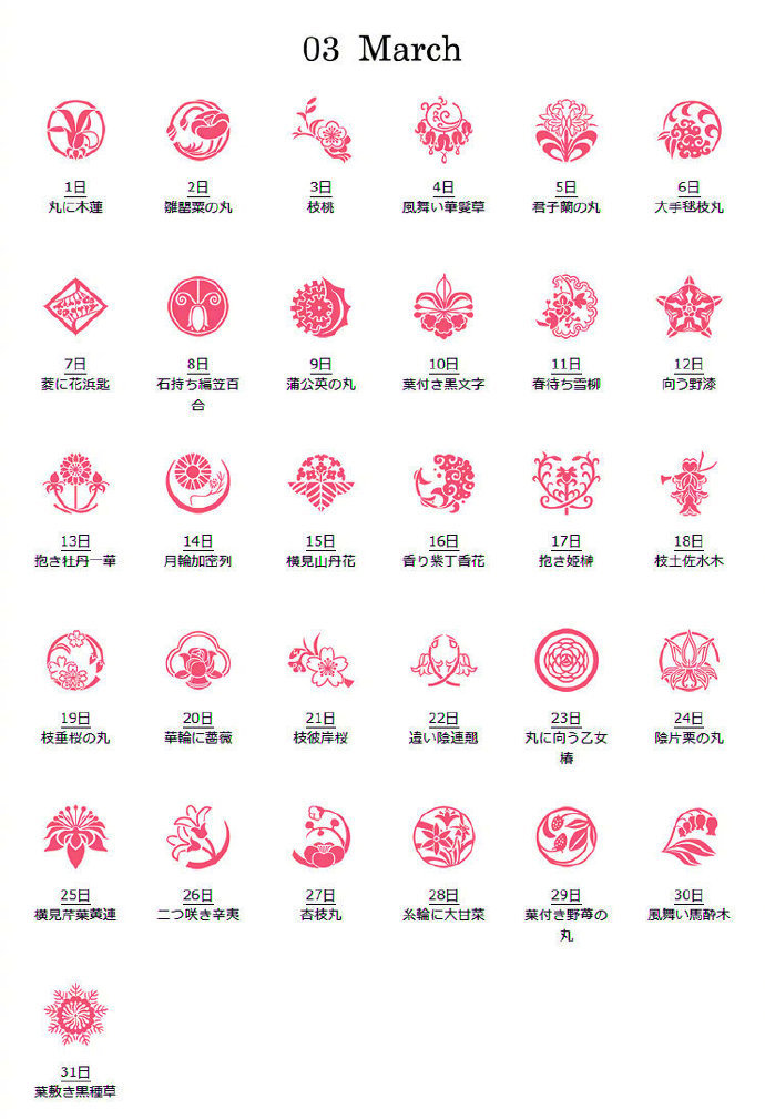 日本每日誕生花之丸 图纹设计