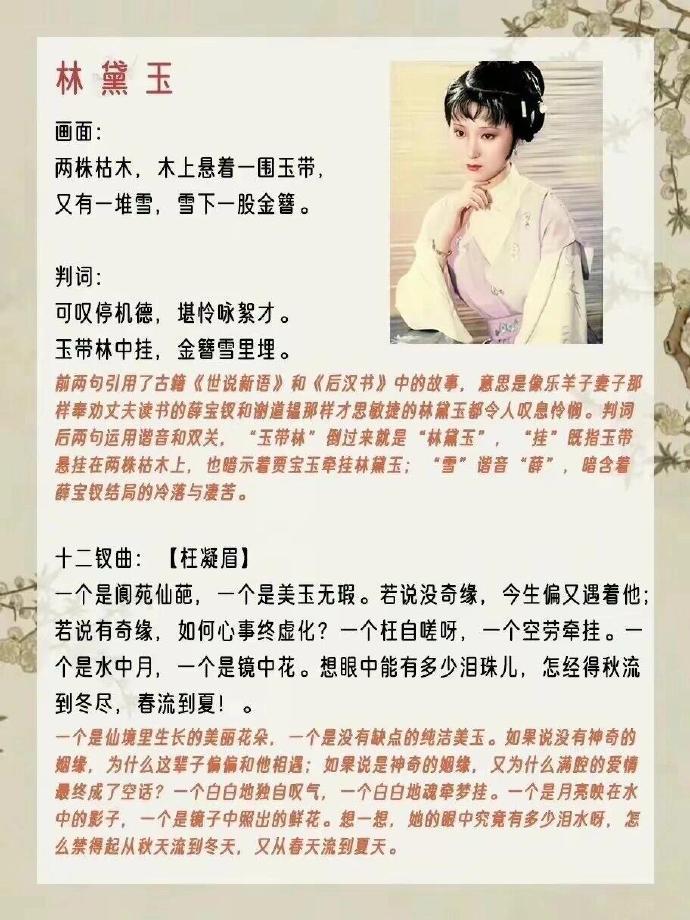 《红楼梦》金陵十二钗的判词和梦曲,各自解析|十二钗|判词|红楼梦