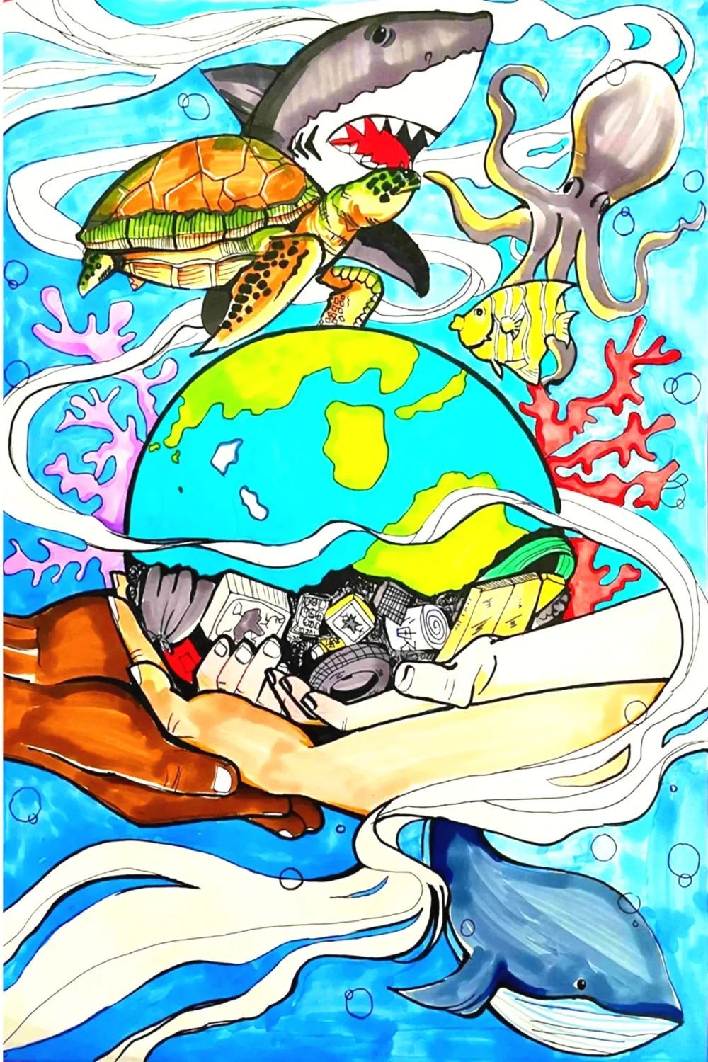 童心绘环保丨全市中小学生环保绘画大赛作品赏析(17)__财经头条