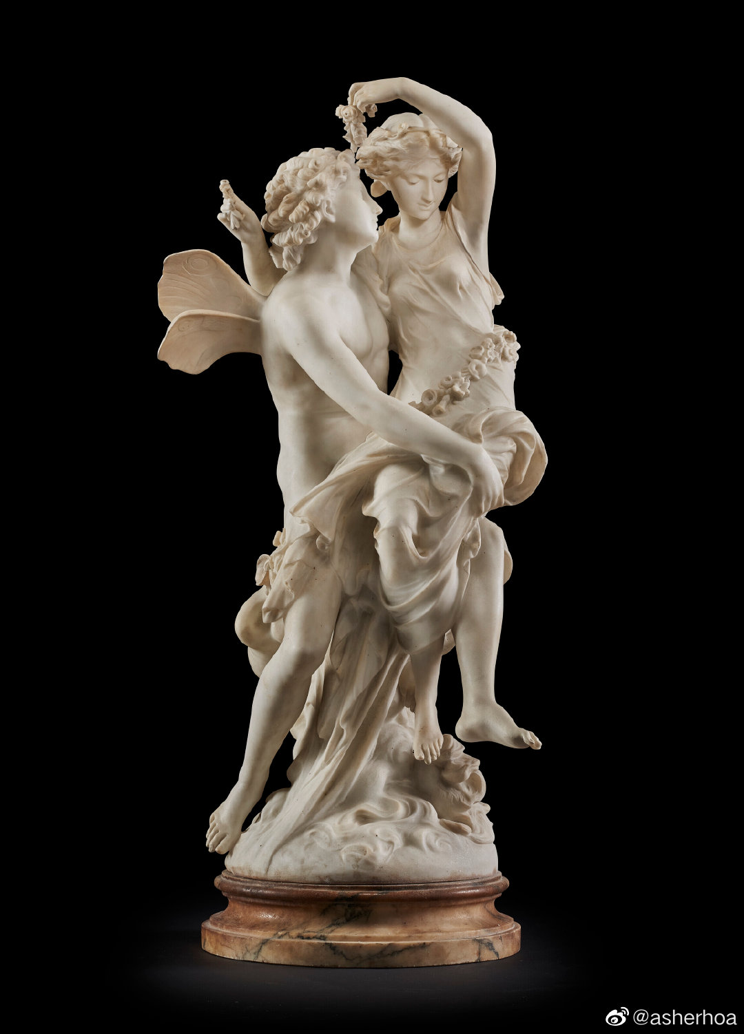 雕塑家mathurin moreau (1822-1912)的大理石作品《丘比特与普赛克》
