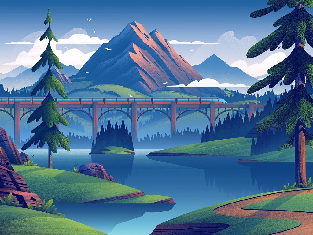 一组噪点肌理风景插画,作者的渐变用的恰到好处,画面静谧美好!