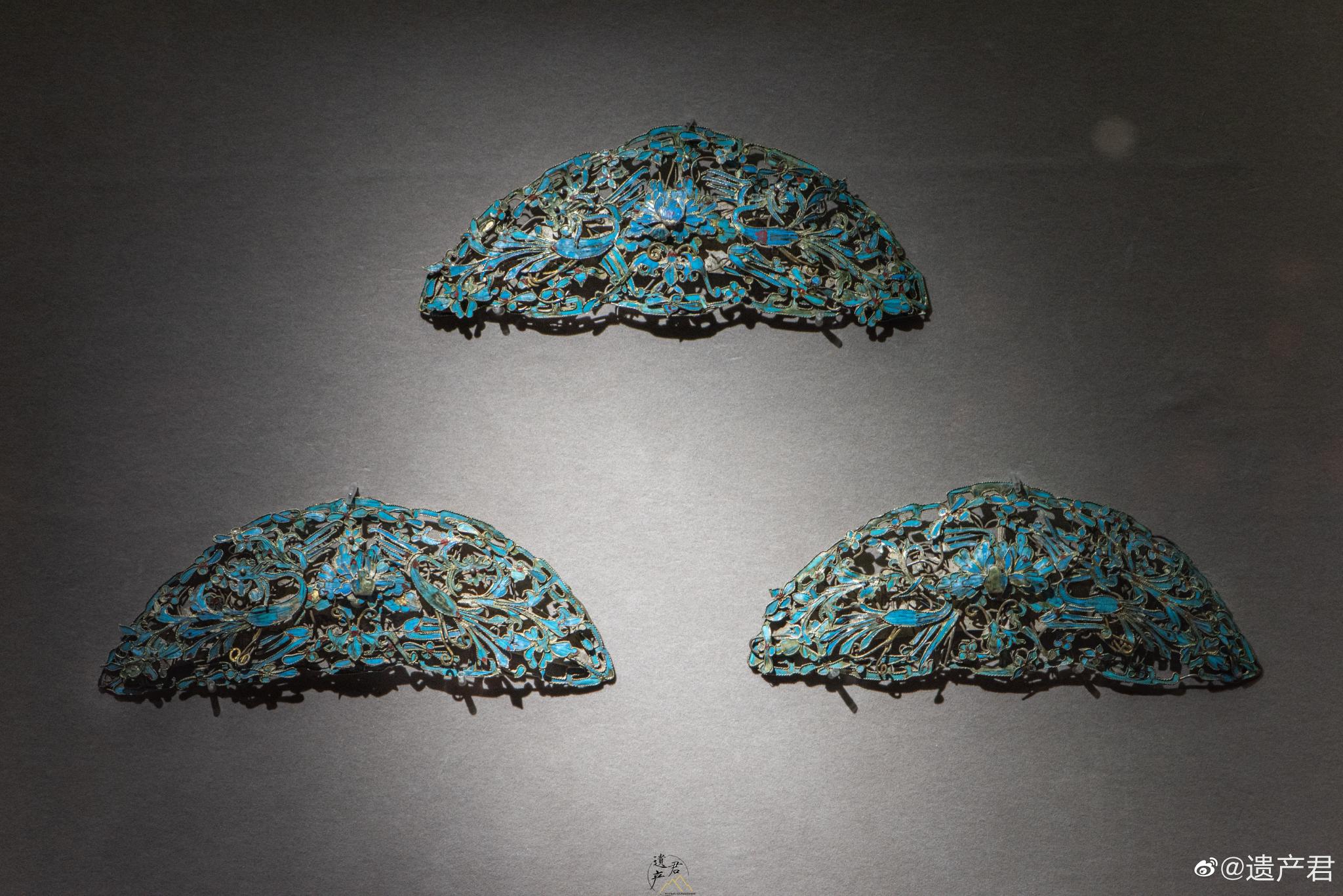 清代鎏金银点翠头饰,安徽中国徽州文化博物馆收藏_高清图集_新浪网