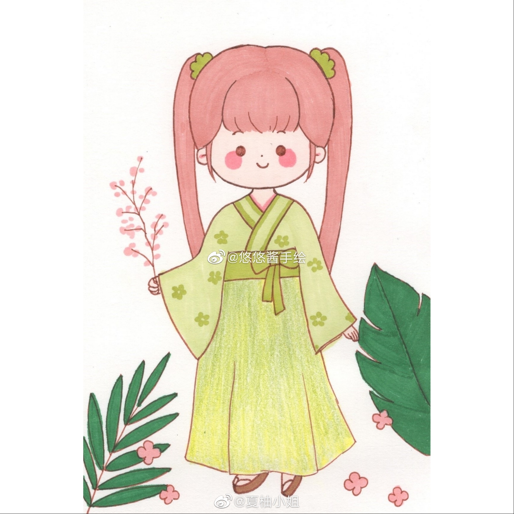 穿和服的小女孩,你喜欢吗@悠悠酱手绘_高清图集_新浪网