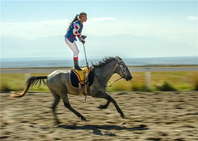 新疆昭苏县:马术技巧表演惊艳游客