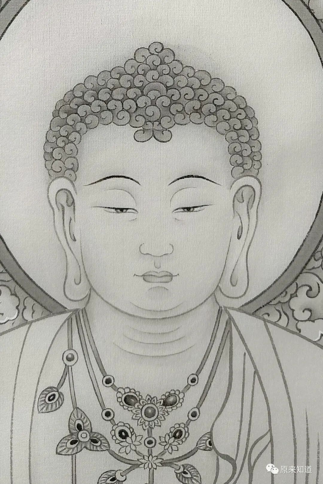 知道书画丨郑小语佛画《白描药师佛》__财经头条