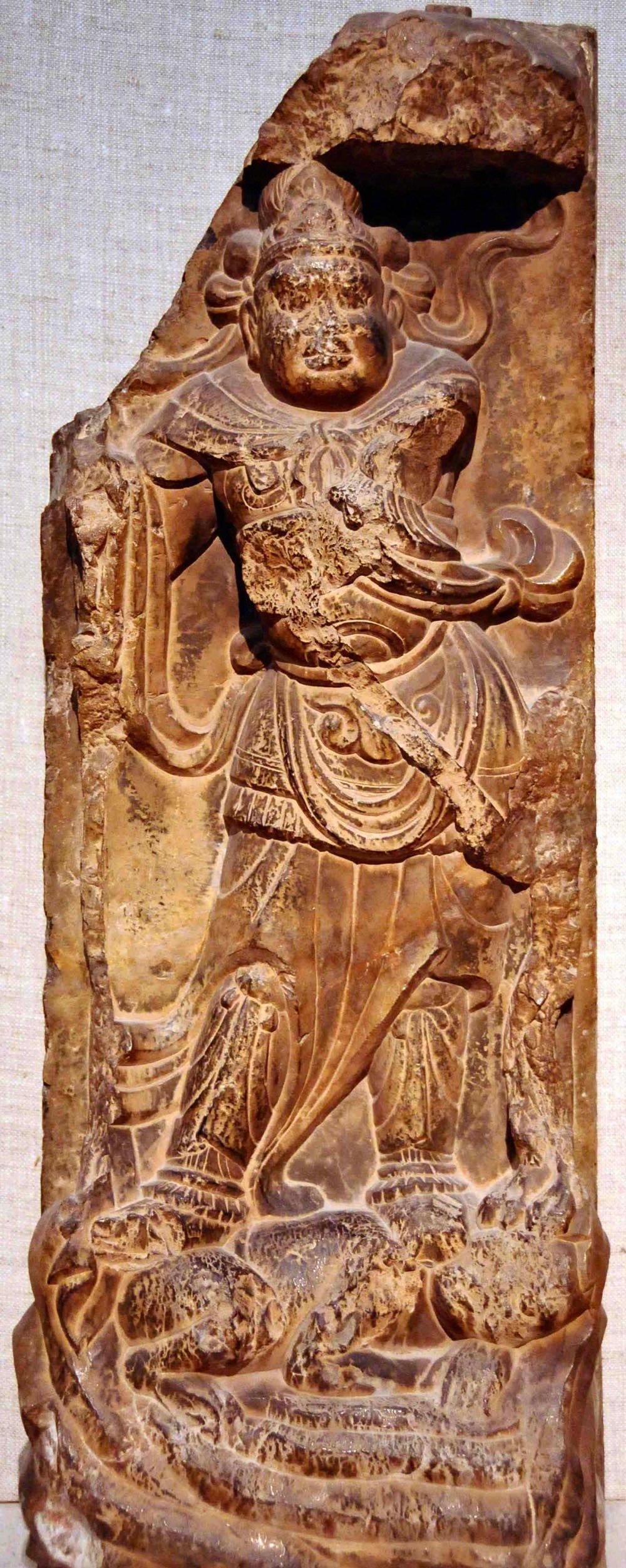 唐代石雕四天王,来自中国陕西西安,现藏于波士顿艺术博物馆