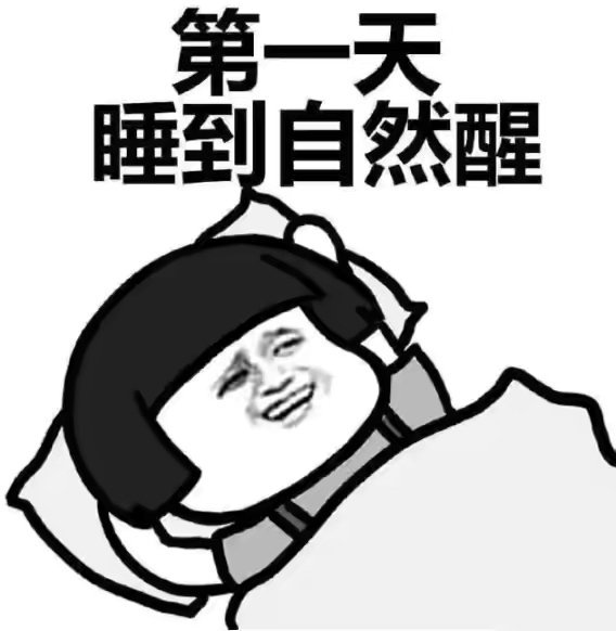 国庆七天的安排表情包: 第一天睡到自然醒