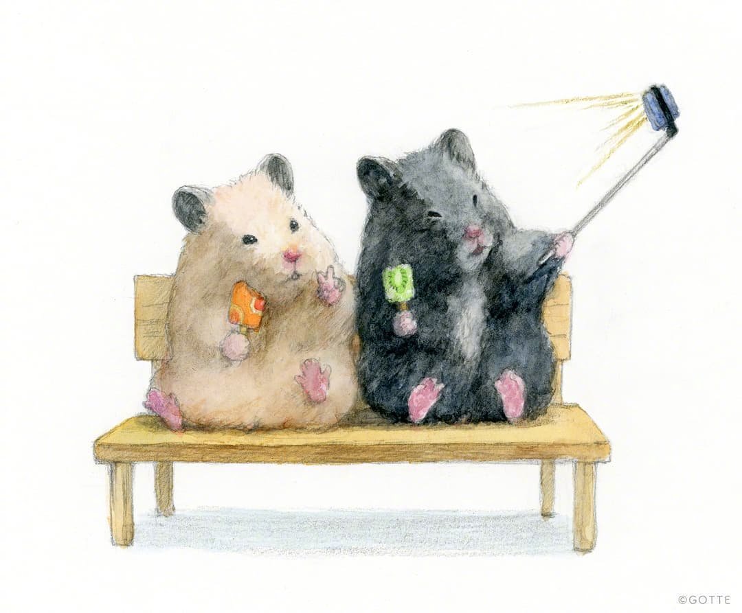 日本插画师手绘插画看看小仓鼠的日常会干什么呢