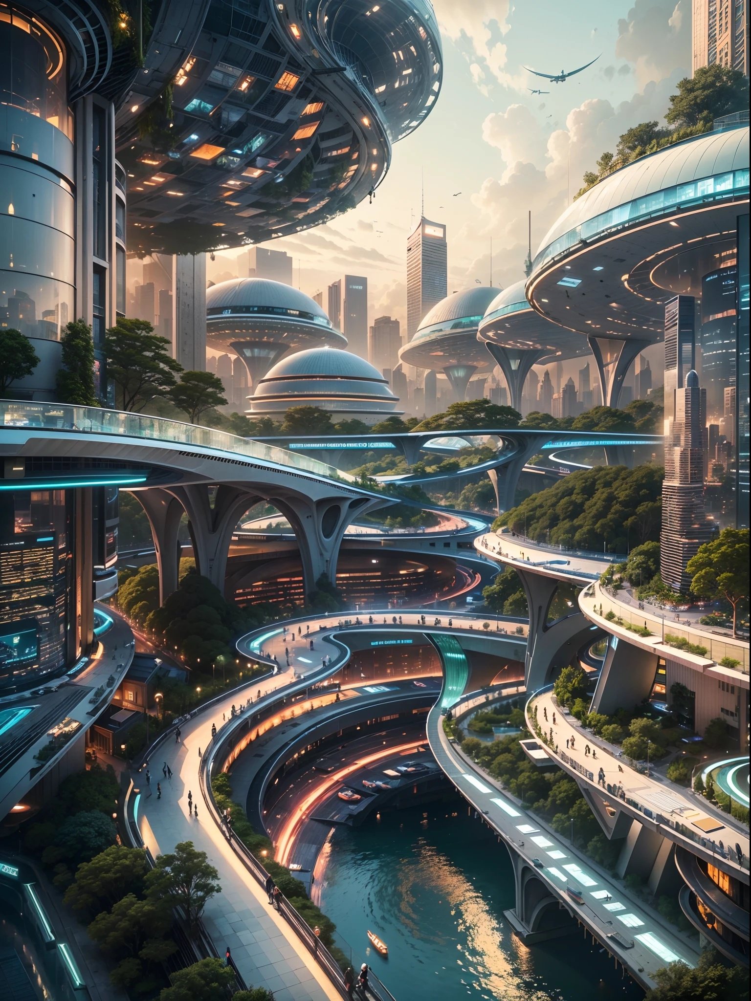 《未来城市 100年后的武汉》 ai绘画 jackzhou|绘画|未来城市 100年后