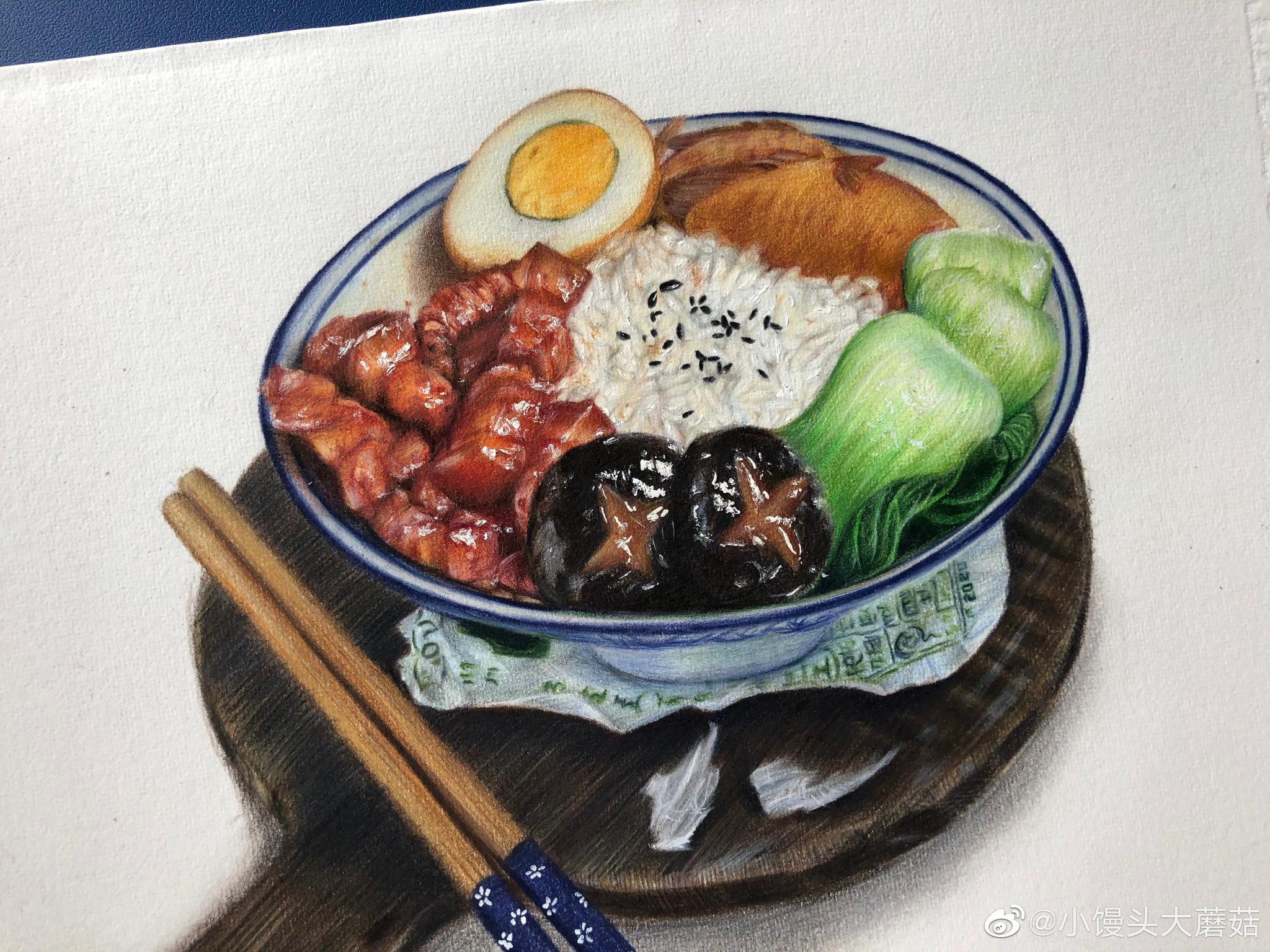 手绘卤肉饭 | 作者:@小馒头大蘑菇