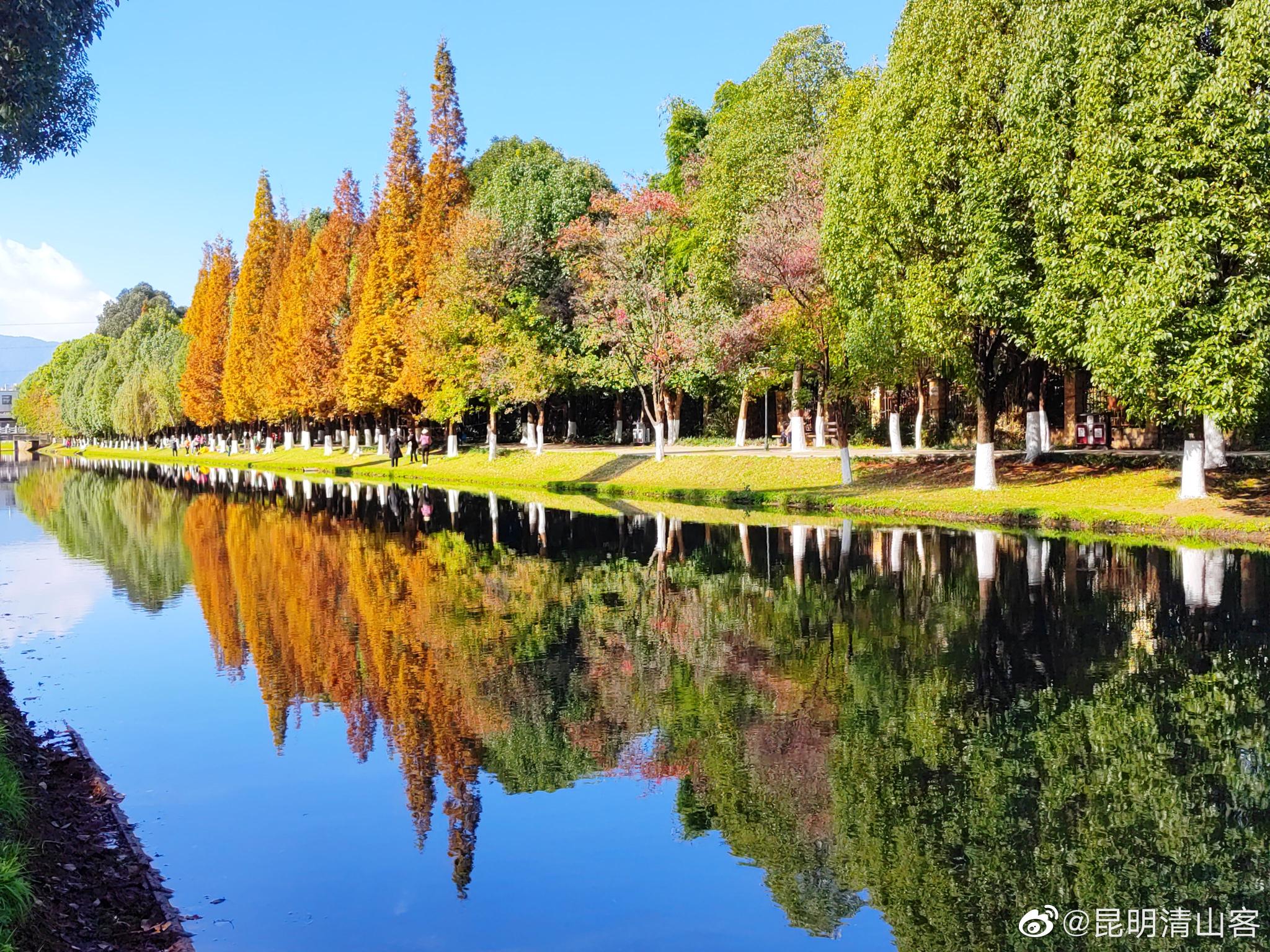 初冬的昆明采莲河风光