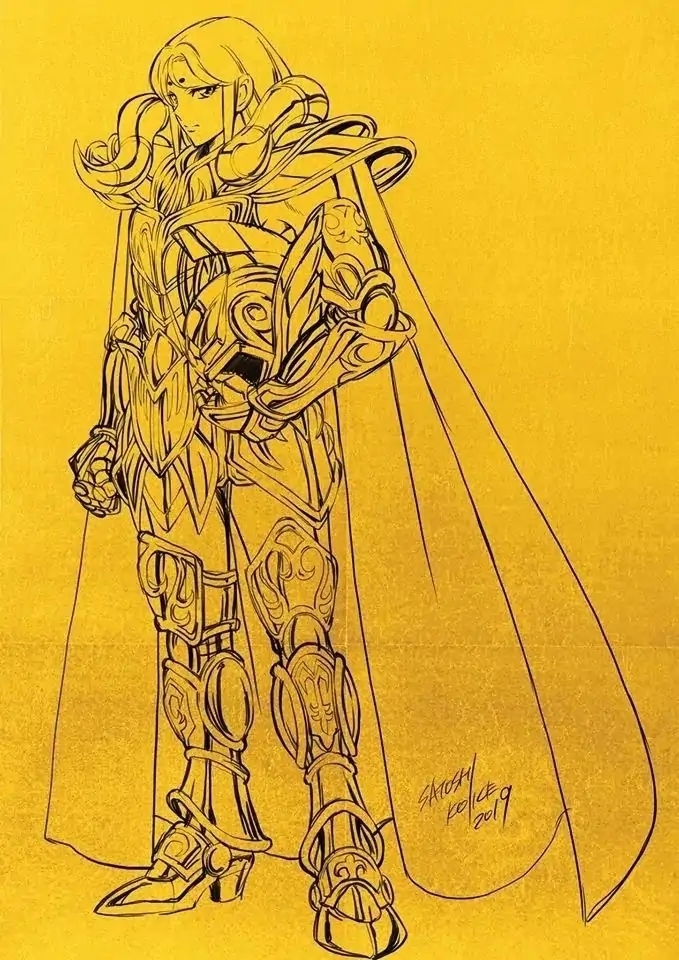 来自日本自由插画师『satoshi koike』的十二黄金圣斗士纯线稿创作