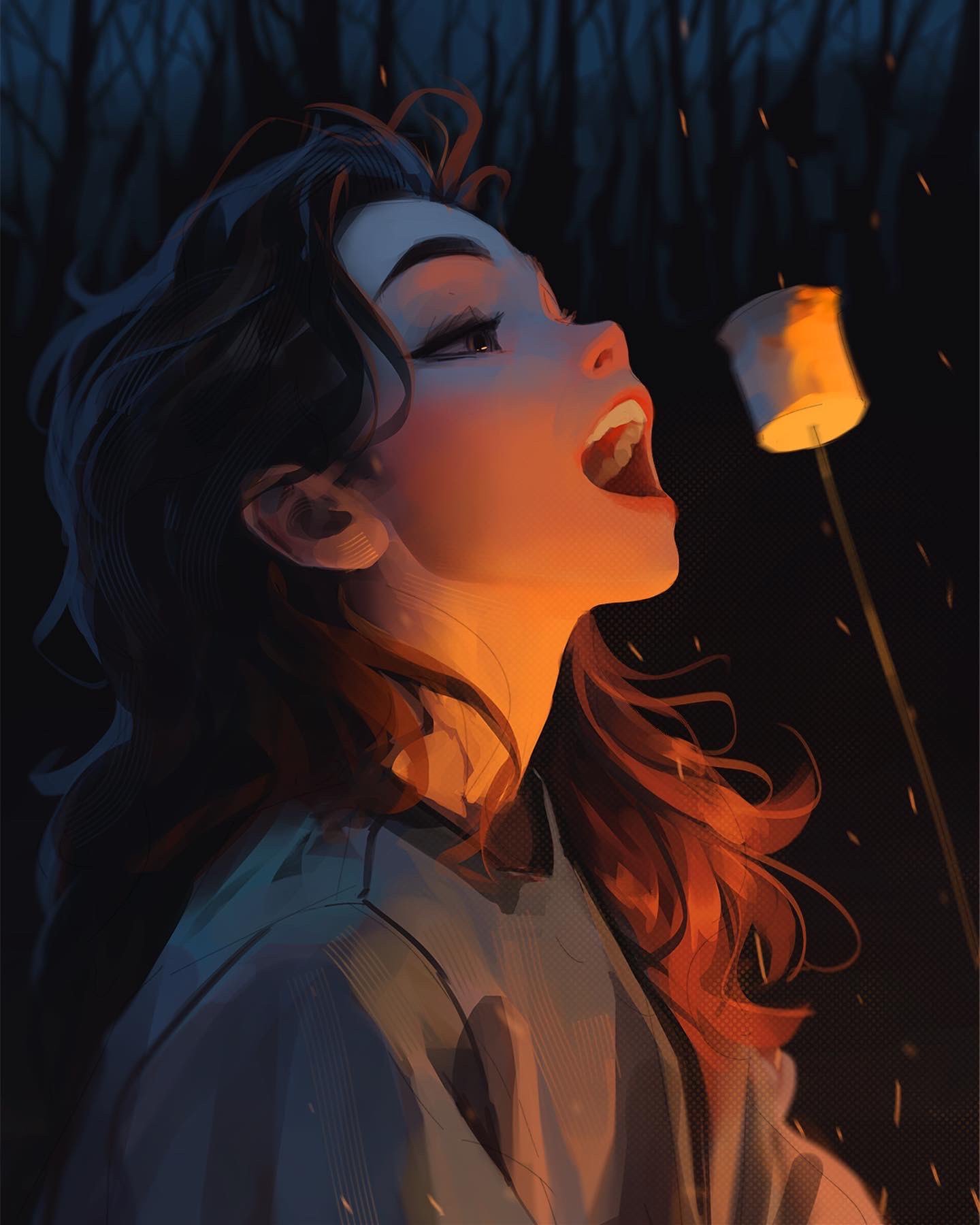 画师samyang画笔下的女孩生活日常画面的光影和氛围太美了