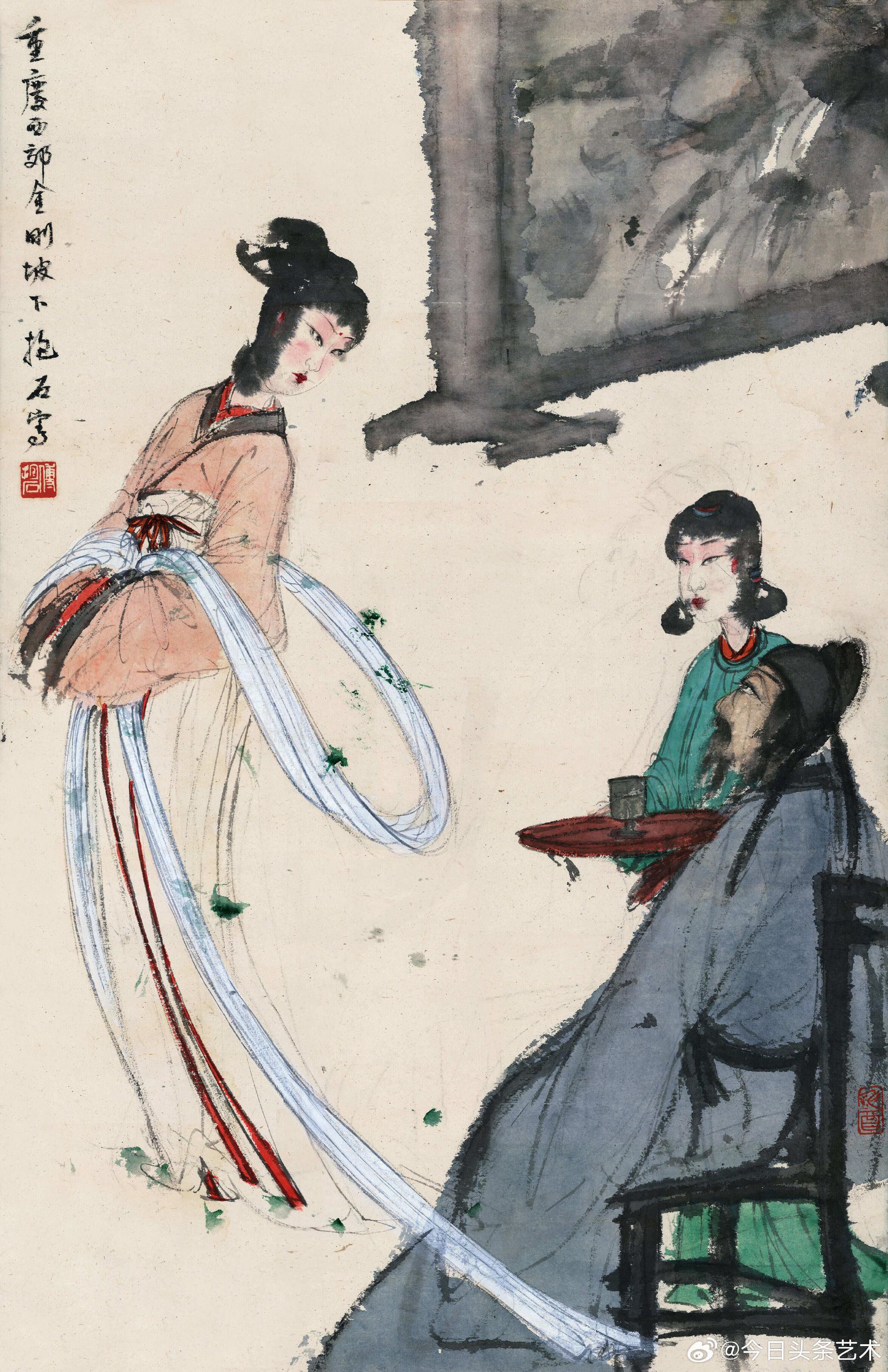 画家傅抱石人物画