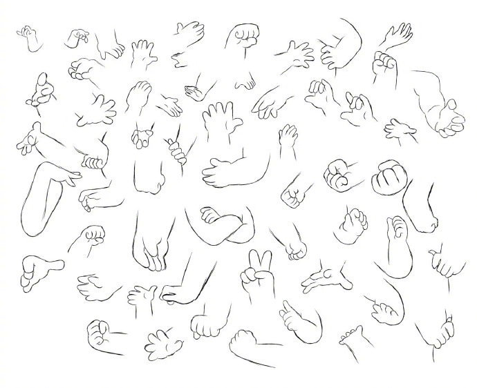 数百q版插画人物手部的各式姿势绘制参考