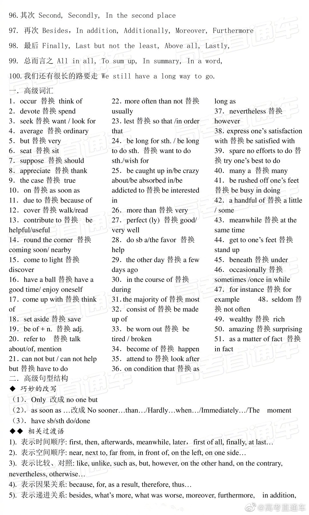 高中英语作文连接词合集 写作文必备 收藏了 高中英语作文连接词合集 写作文必备 收藏了
