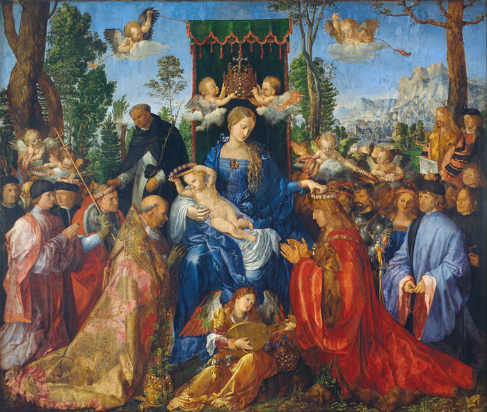 丢勒,"玫瑰花环盛宴"(the feast of the rosary)*,油画/1506,08捷克
