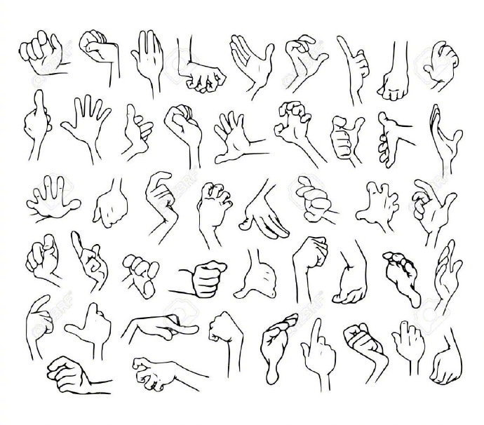 数百q版插画人物手部的各式姿势绘制参考