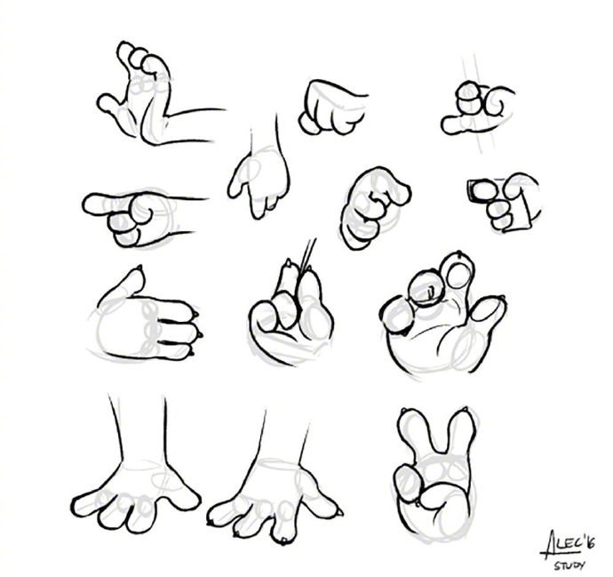 数百q版插画人物手部的各式姿势绘制参考