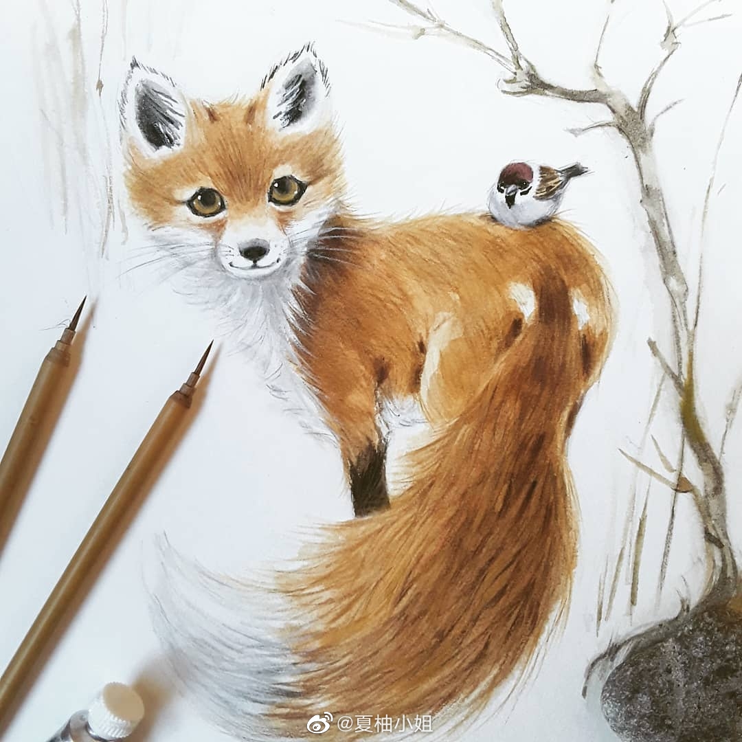 栩栩如生的动物水彩插画