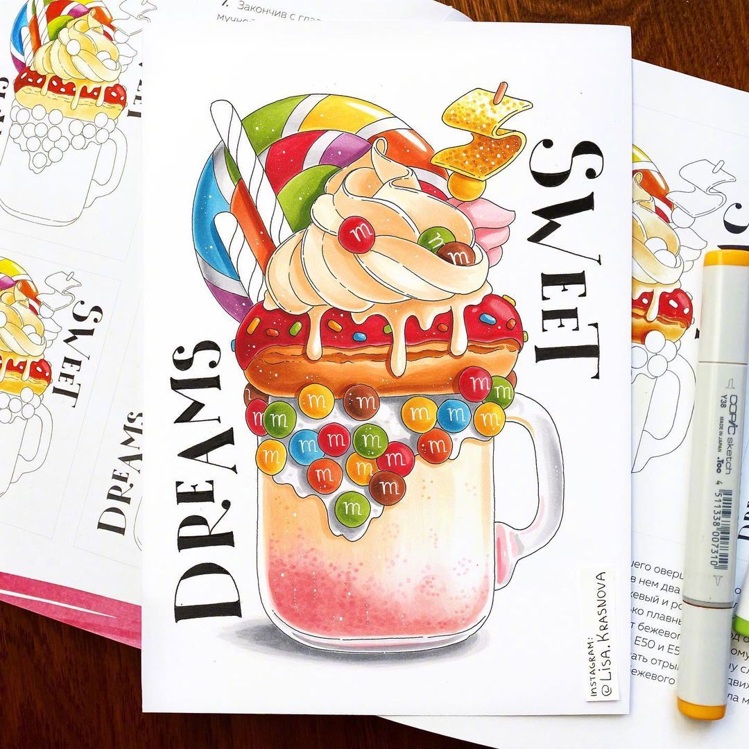 俄罗斯艺术家lisa krasnova用马克笔绘出的充满色彩的美食～__财经