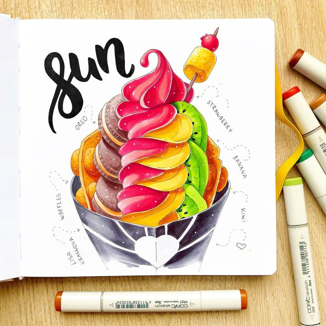 俄罗斯艺术家lisa krasnova用马克笔绘出的充满色彩的美食～__财经