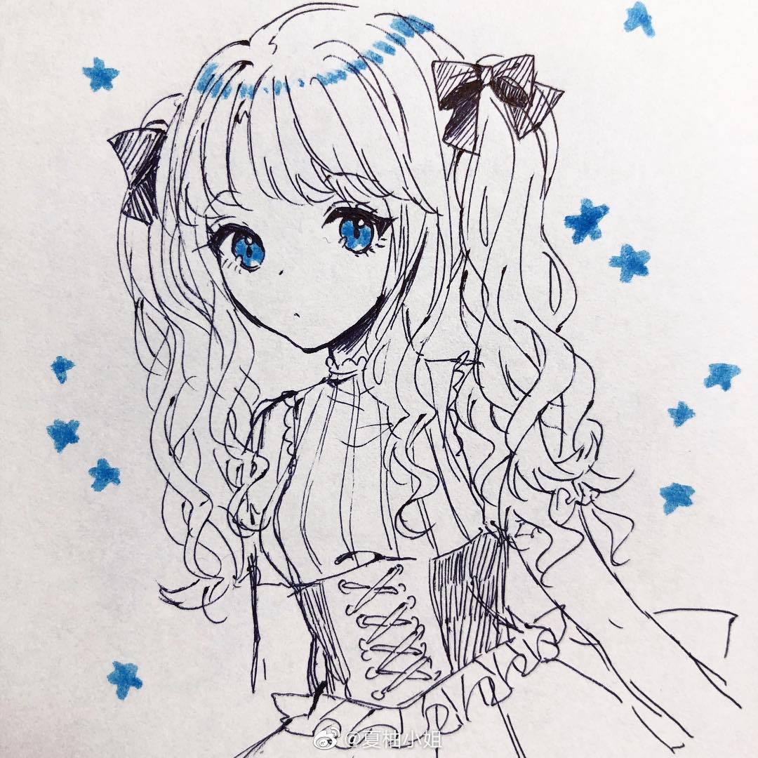 动漫少女涂鸦小画