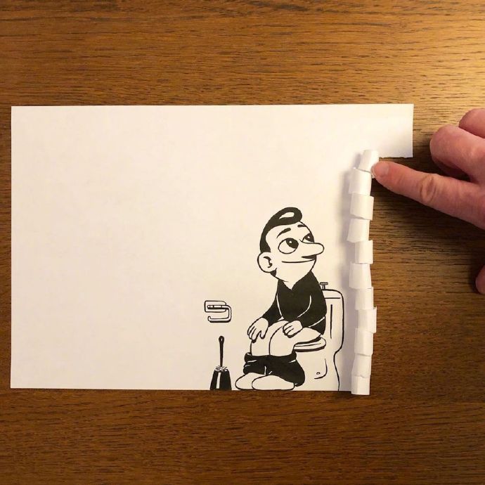撕纸艺术创意插画 ,丹麦艺术家 huskmitnavn