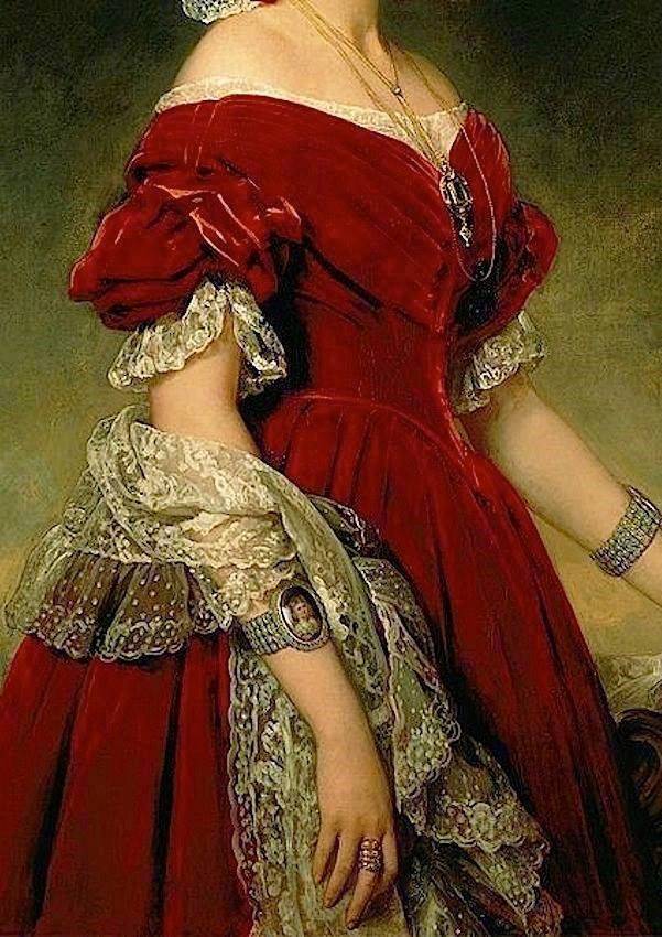 油画中的红裙子