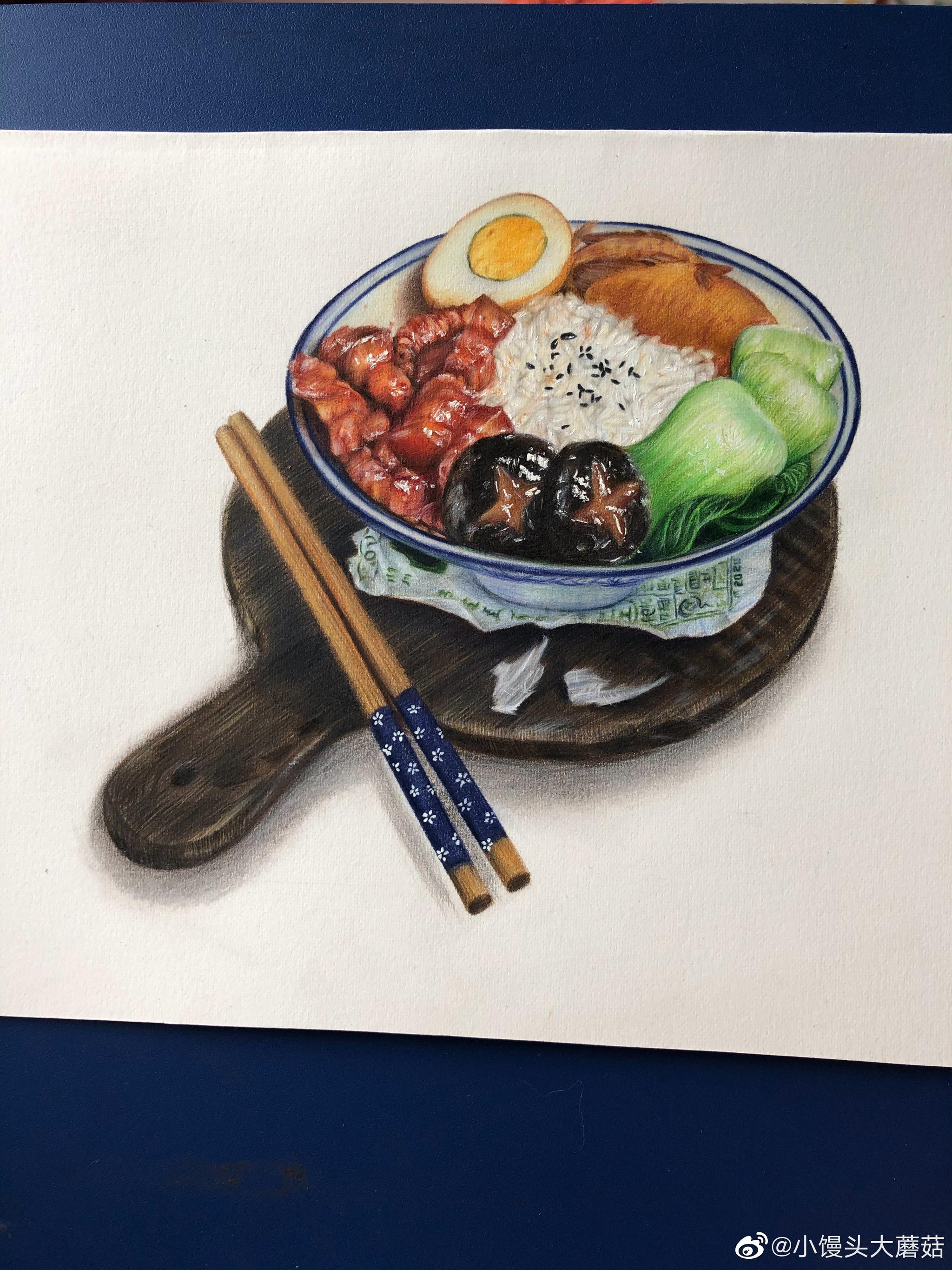 手绘卤肉饭 | 作者:@小馒头大蘑菇