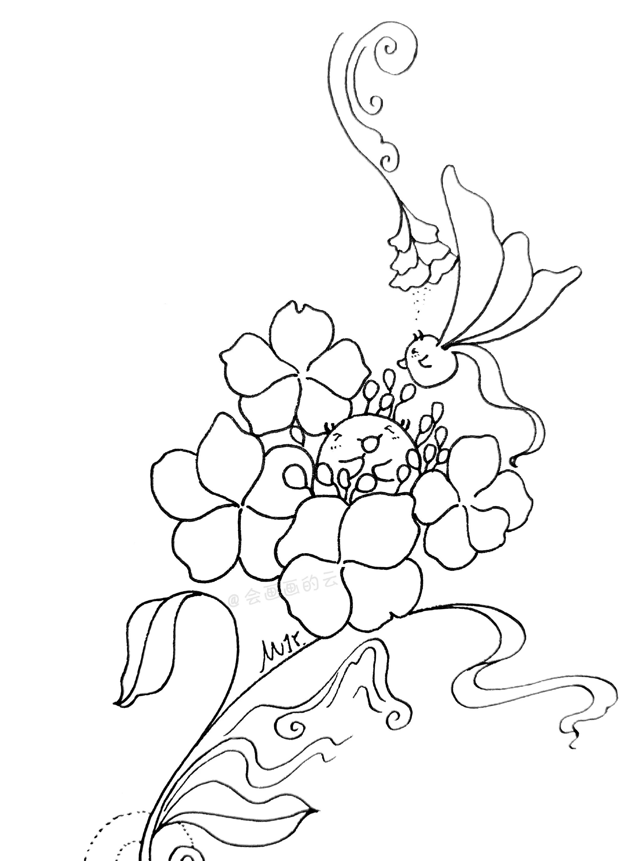 简笔画过程图,两只平时用的中性笔就可以文案转自:会画画的云1