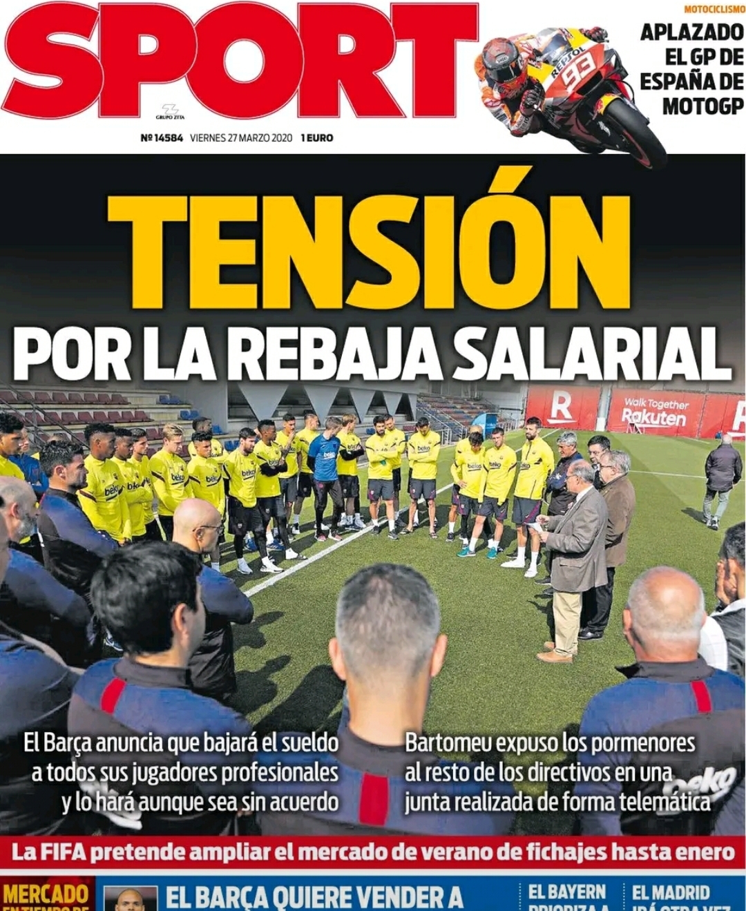 西班牙《每日体育报》3月27日报道:巴萨俱乐部内部变得紧张