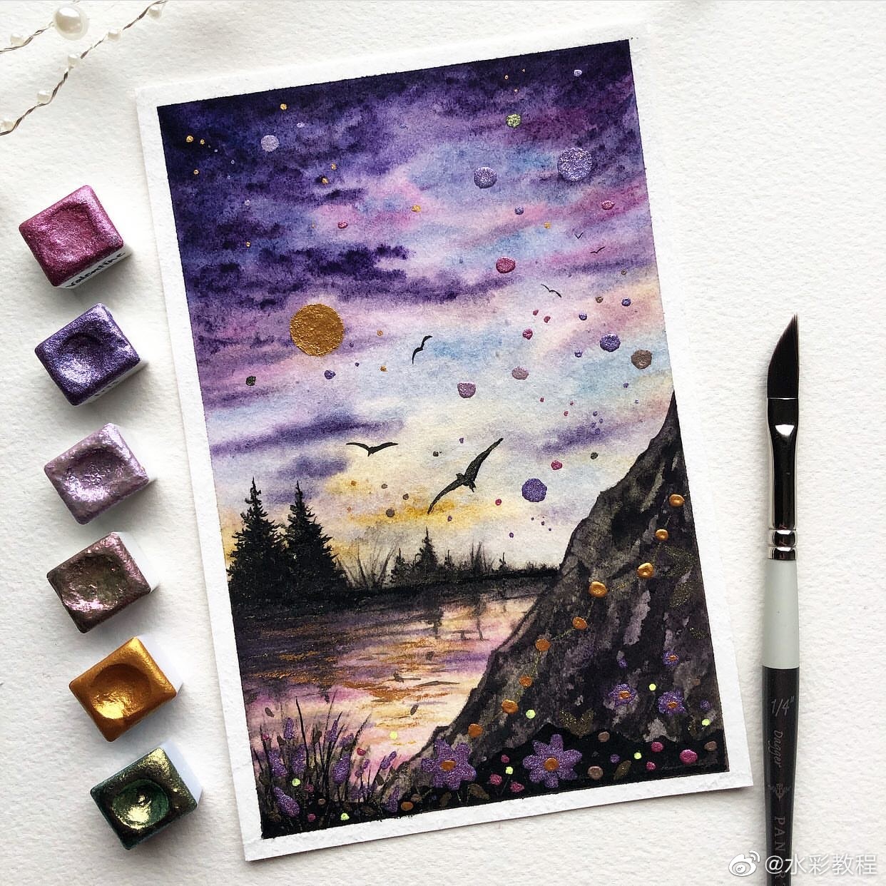 微博艺术 水彩风景作品分享by ins: siljetommermo 67