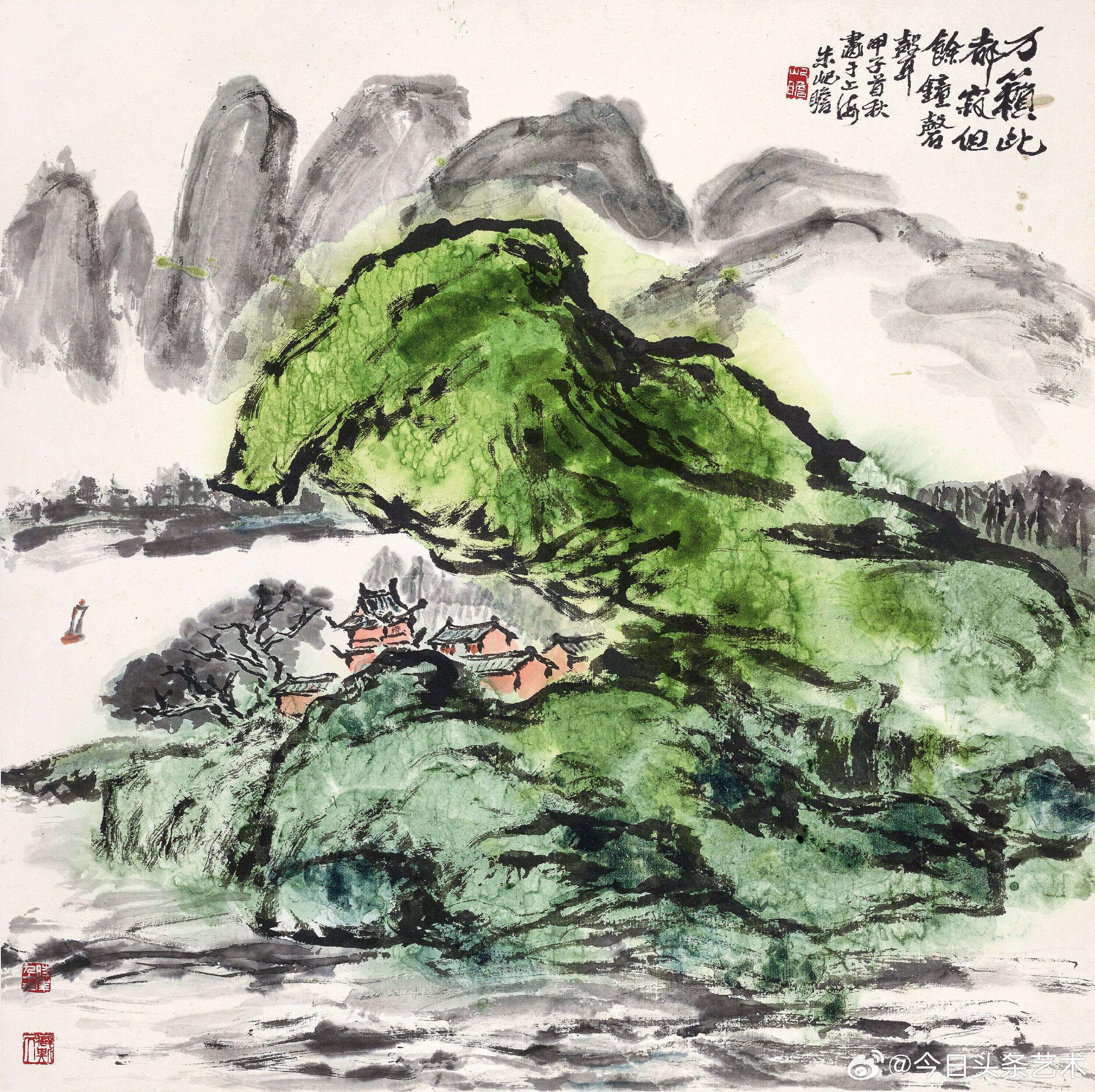 画家朱屺瞻山水画