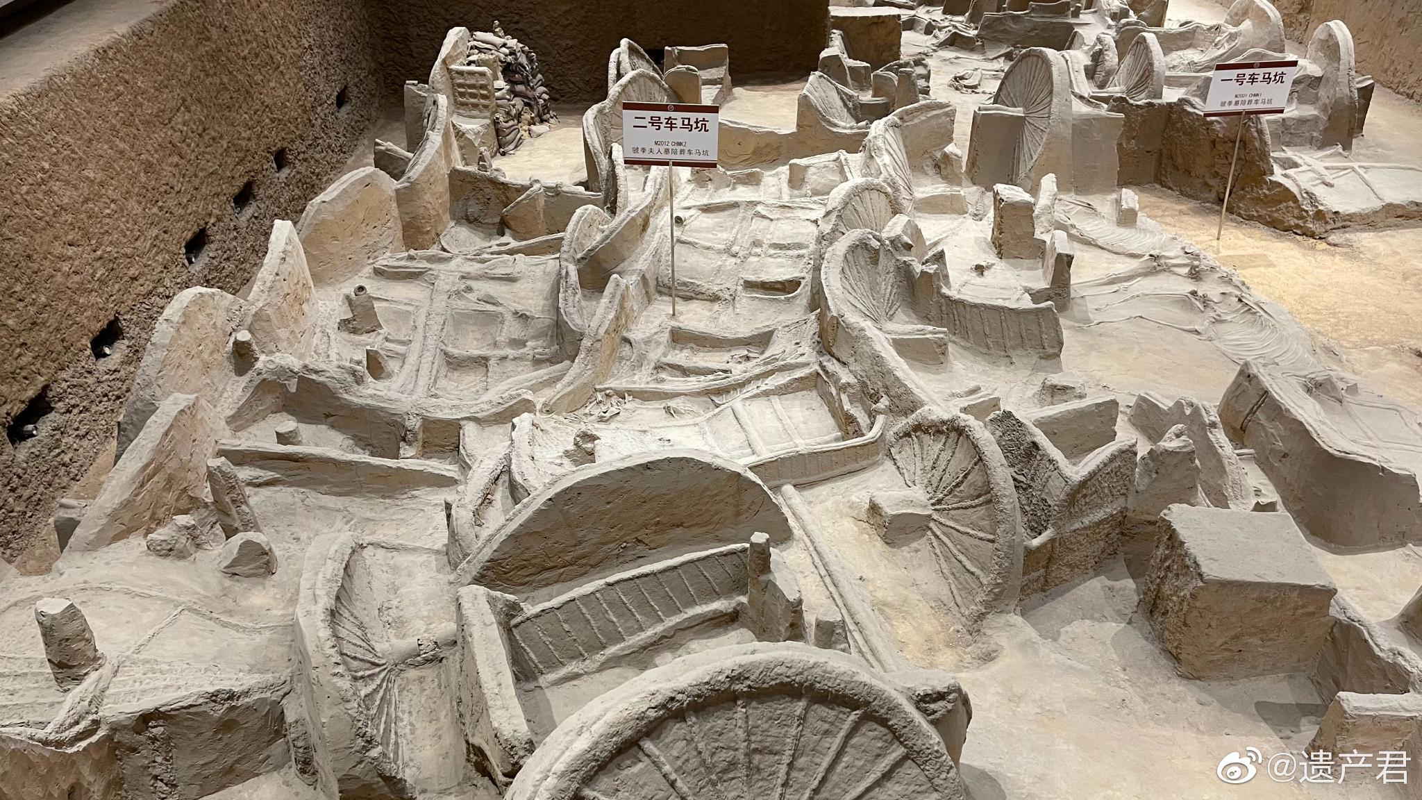 虢国博物馆里展出的西周车马坑遗迹