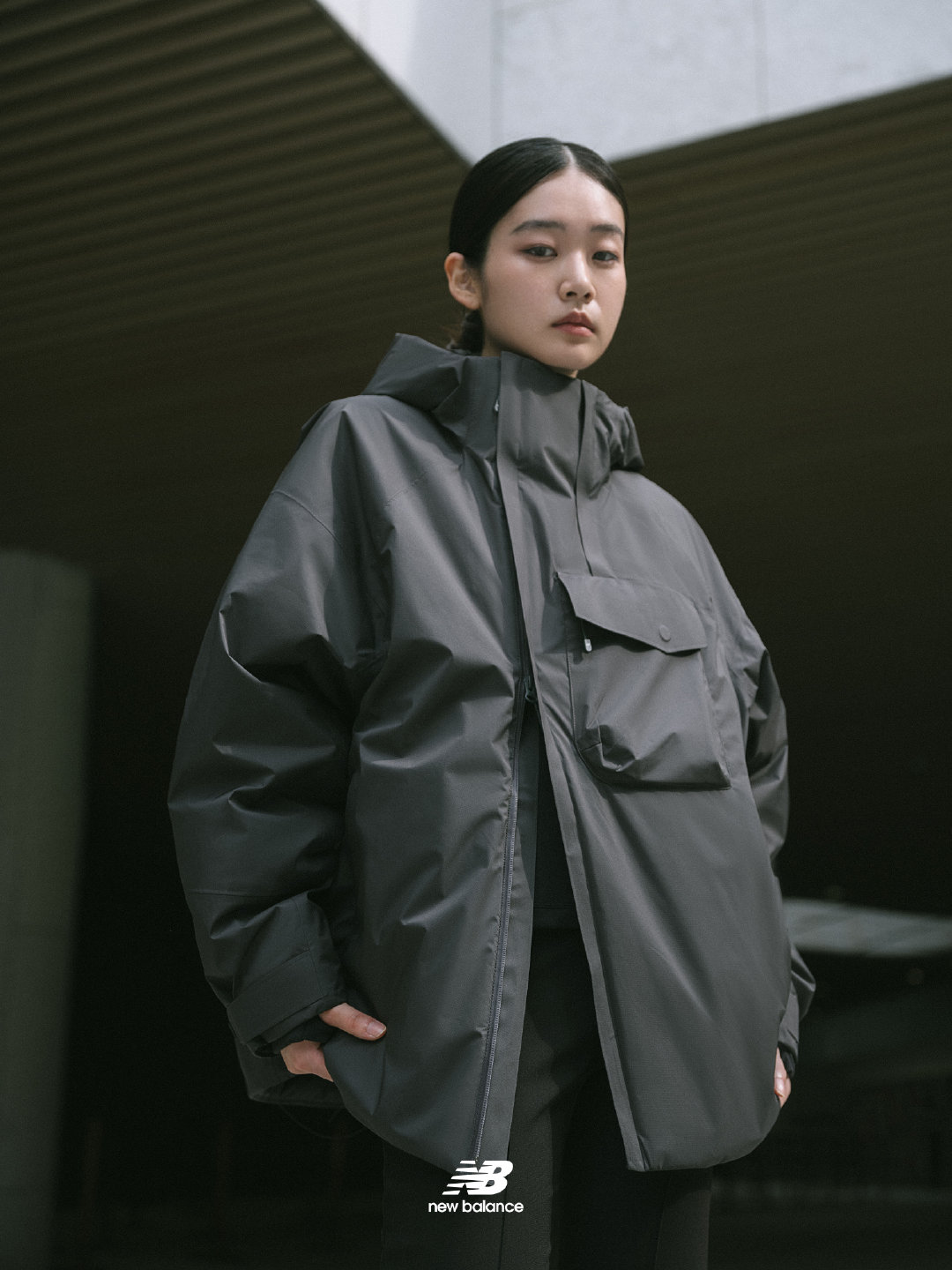 高圆圆演绎 new balance grey 鹅绒系列 dermizax goose down 羽绒服