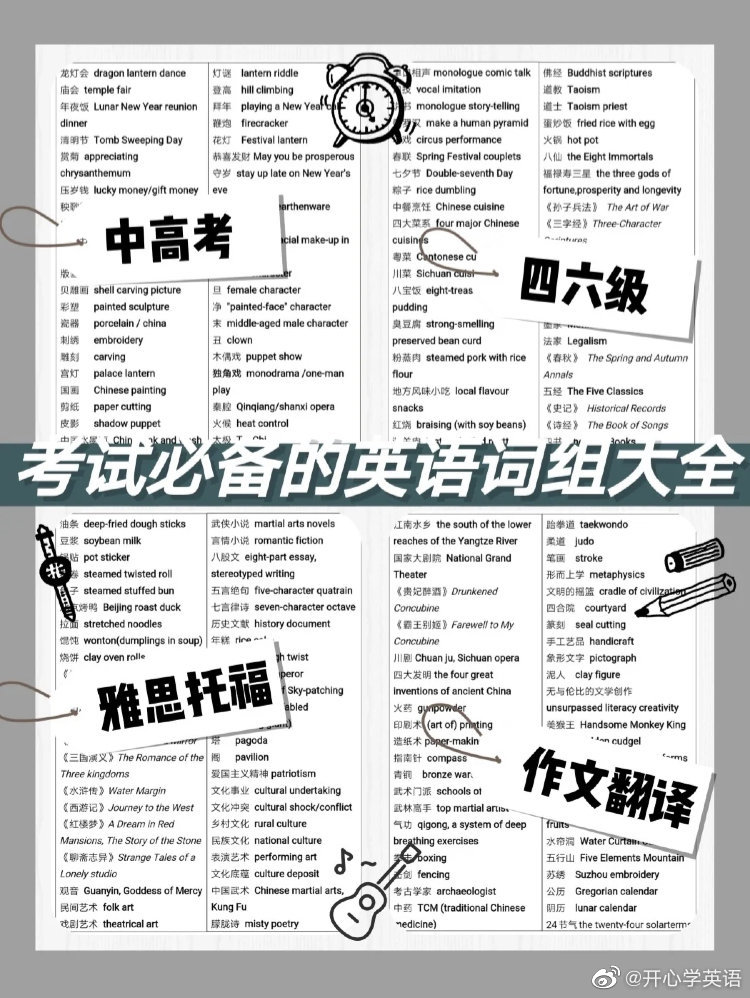 考试必备的英语词组大全