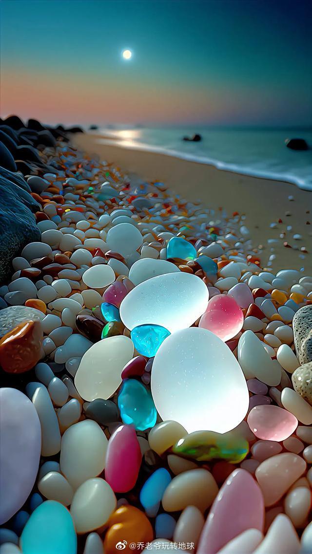 玻璃海滩,个别石子像夜明珠 ……_高清图集_新浪网