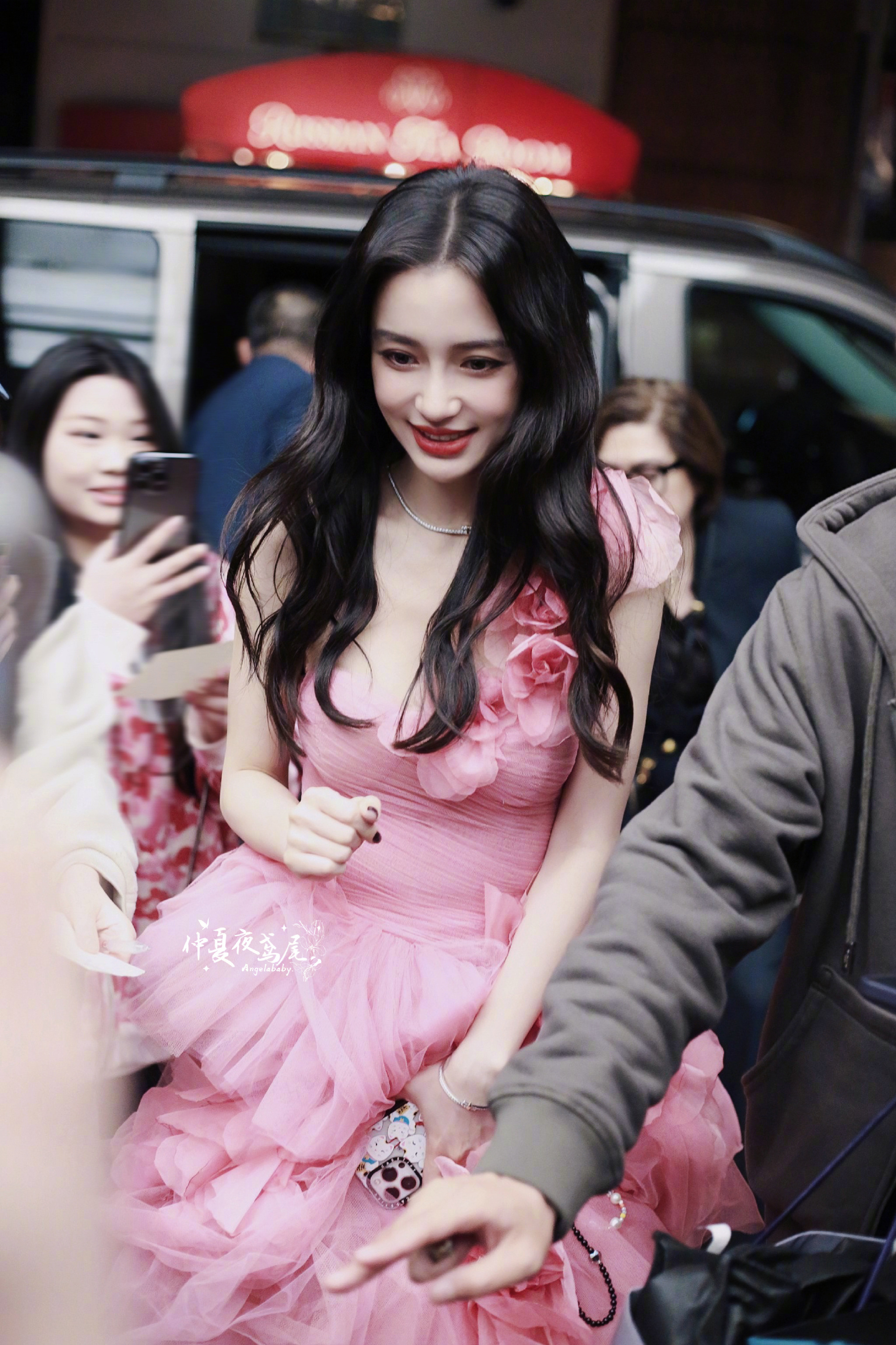 angelababy新造型96 粉色花朵纱裙造型太美了吧 baby美貌杀手