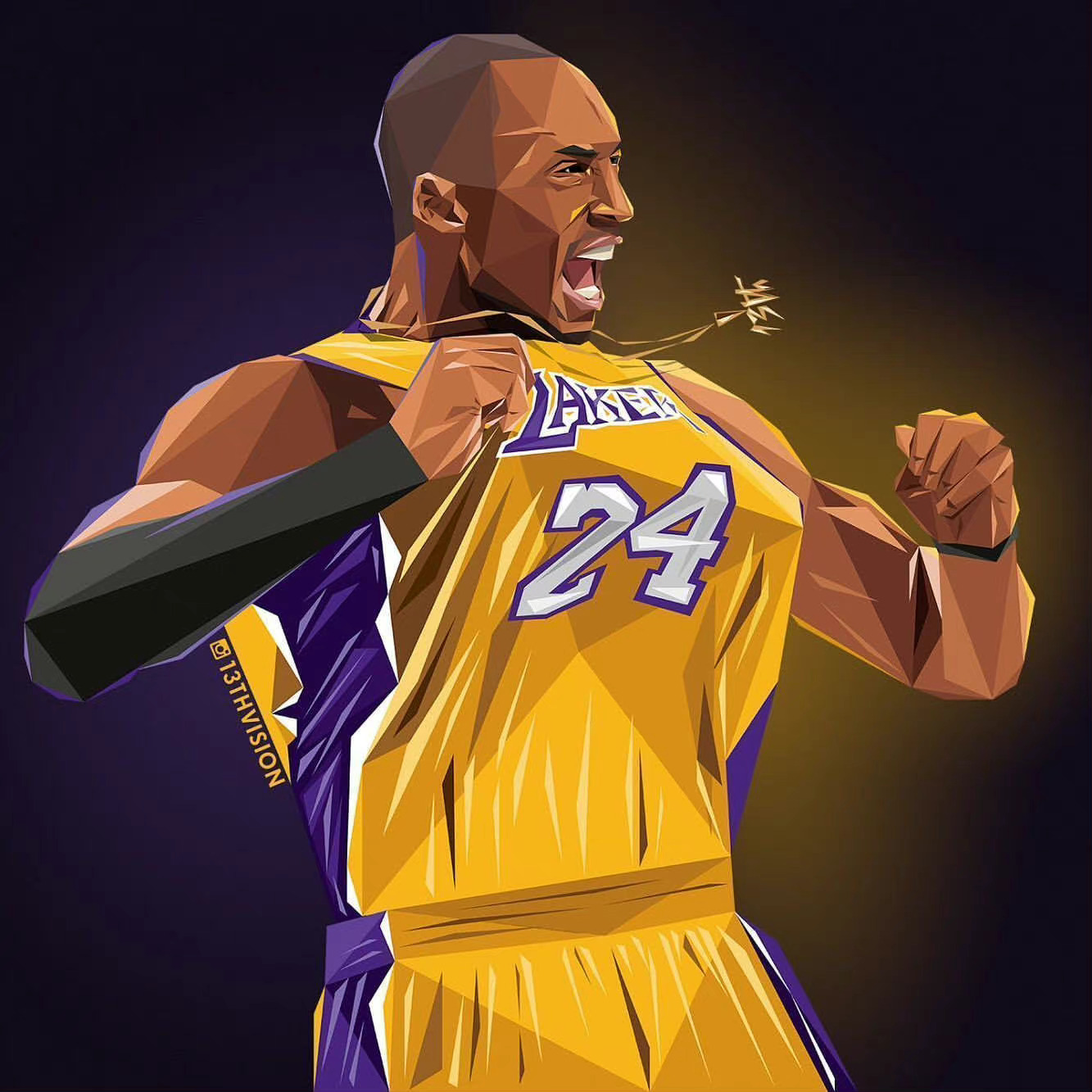 一组钻石切割风格的科比插画太酷了