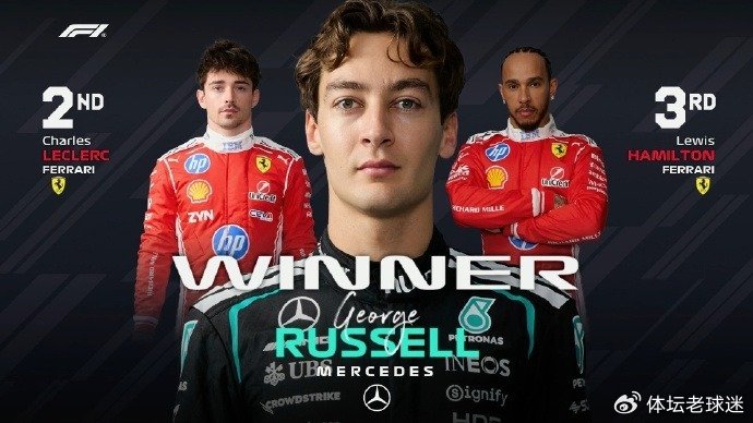 拉塞尔中国站冲刺赛封王！法拉利内战抢戏，维斯塔潘积分区外遭重创