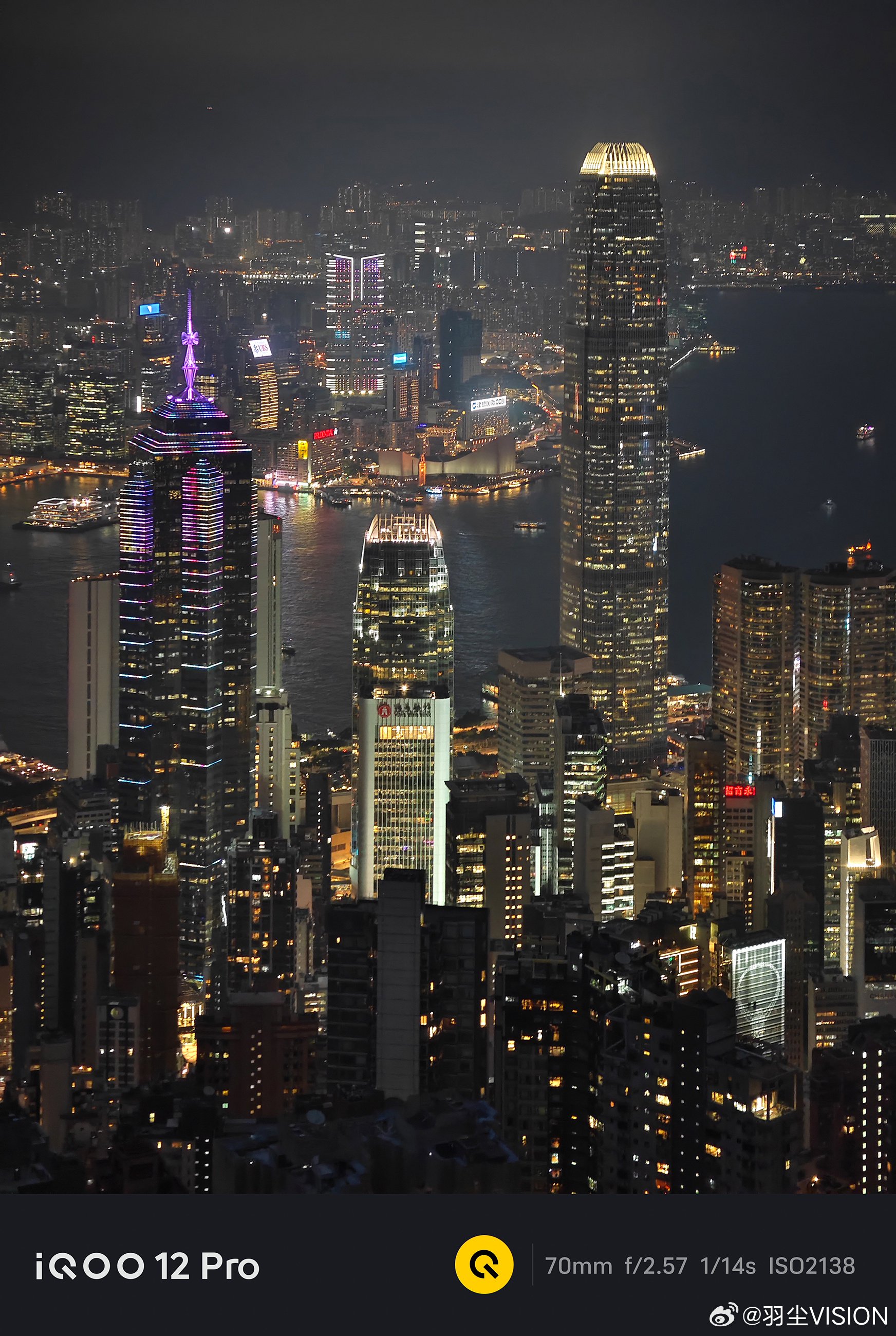 12 pro拍的香港天际线夜景 70mm这个焦段挺好使|天际线|夜景|香港