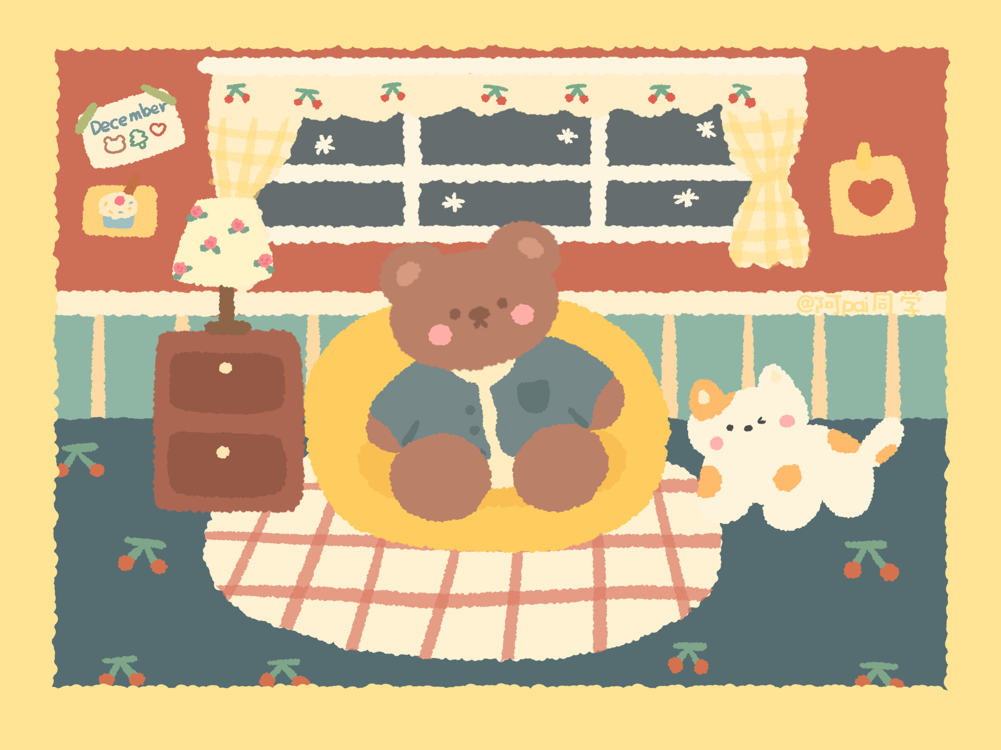 圣诞小熊ipad壁纸好好的把圣诞节过完我们2021年见