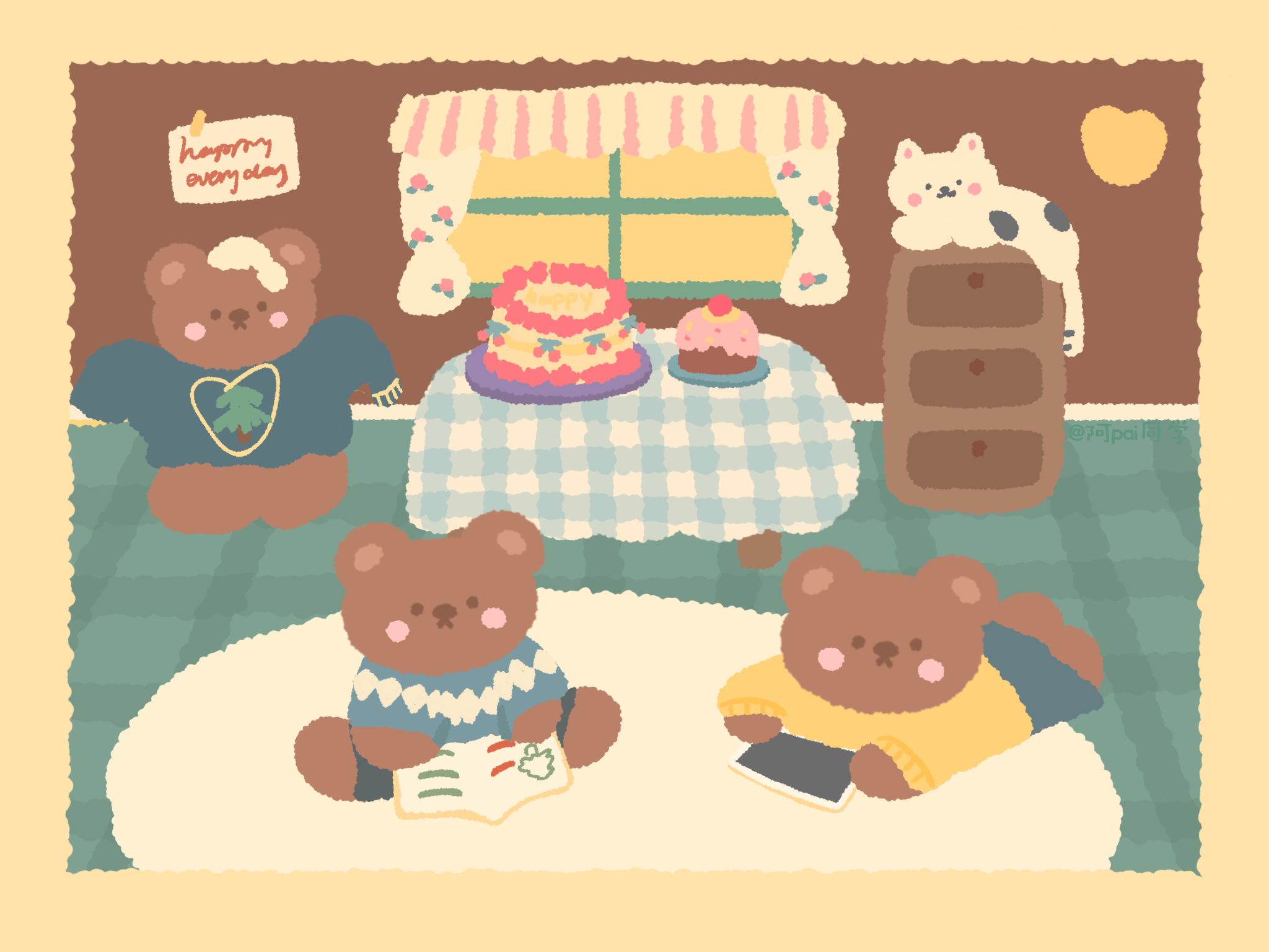 圣诞小熊ipad壁纸好好的把圣诞节过完我们2021年见