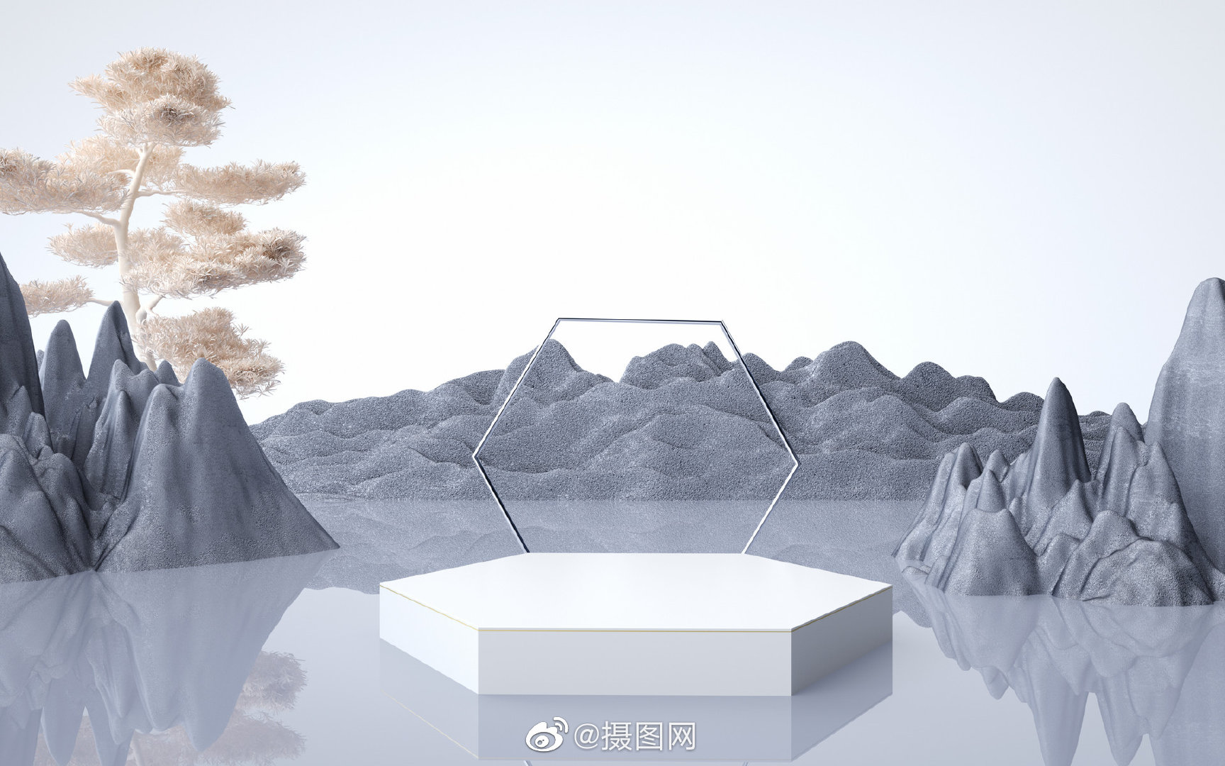 国潮背景图| 3d建模国潮设计电商展台背景图,中国风才是yyds!