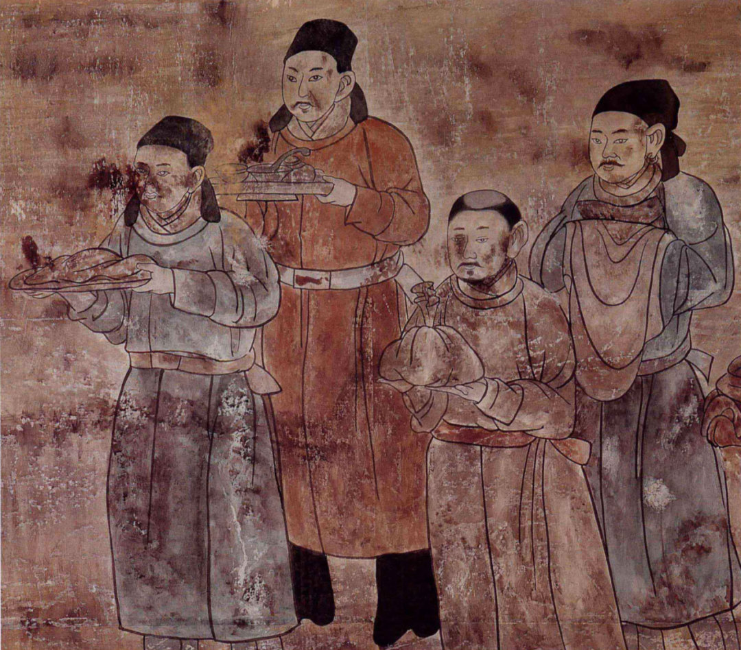 辽代墓葬壁画 1、煮茶图 2、备茶图 3、奉茶图 4、敬茶图……__财经头条