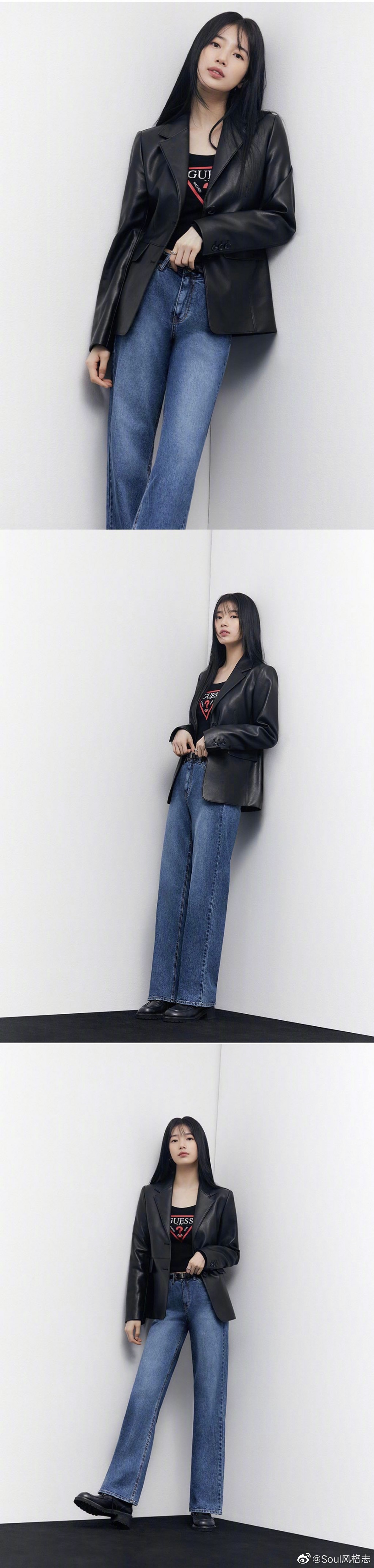 裴秀智x guess 2022秋冬画报 飘逸直发 高挑身材……__财经头条