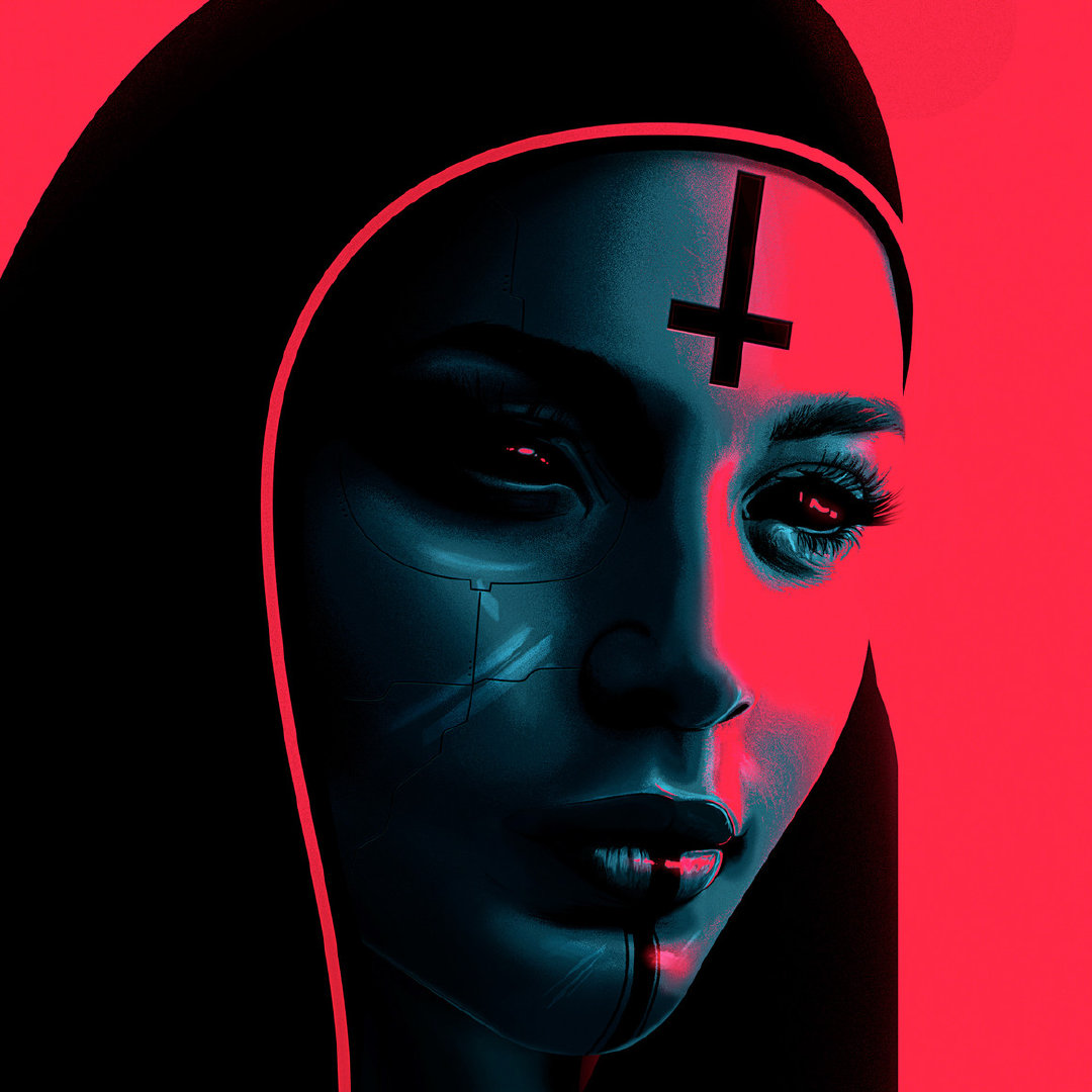 赛博朋克暗黑科技机器人美女插画 aaron pinto-mumbai, india_高清