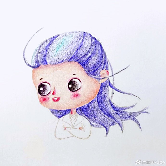 投稿来自@童画alice q版古风彩铅人物头像——阿诗勒隼